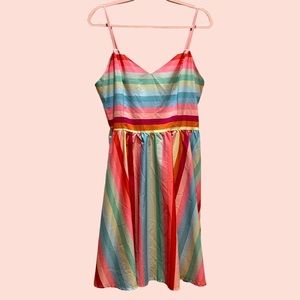 Rainbow Stripe Spaghetti Strap Dress Size XXL Whimsy Quirky Twee